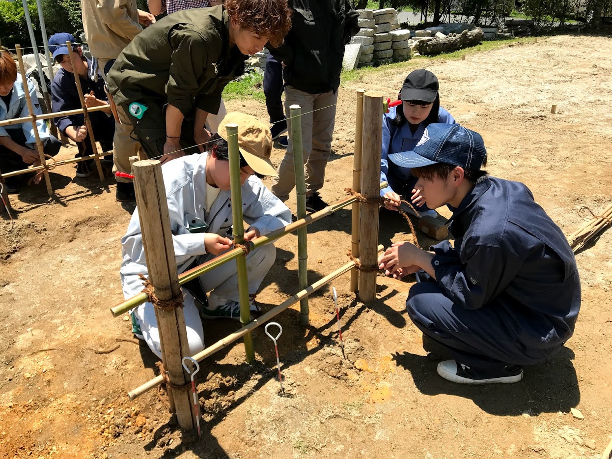 造園施工管理実習 竹垣実習 専門学校 岐阜県立国際園芸アカデミー