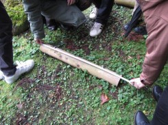 フィールドサーベイ　木製階段を計測する